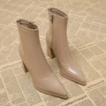 Women's Sharp Toe Cold-Weather Booties with Stable Heel - Apricot