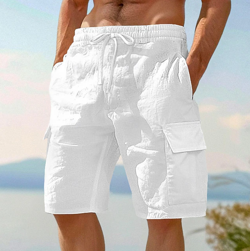 Men's Drawstring Utility Cargo Shorts With Flap Pockets