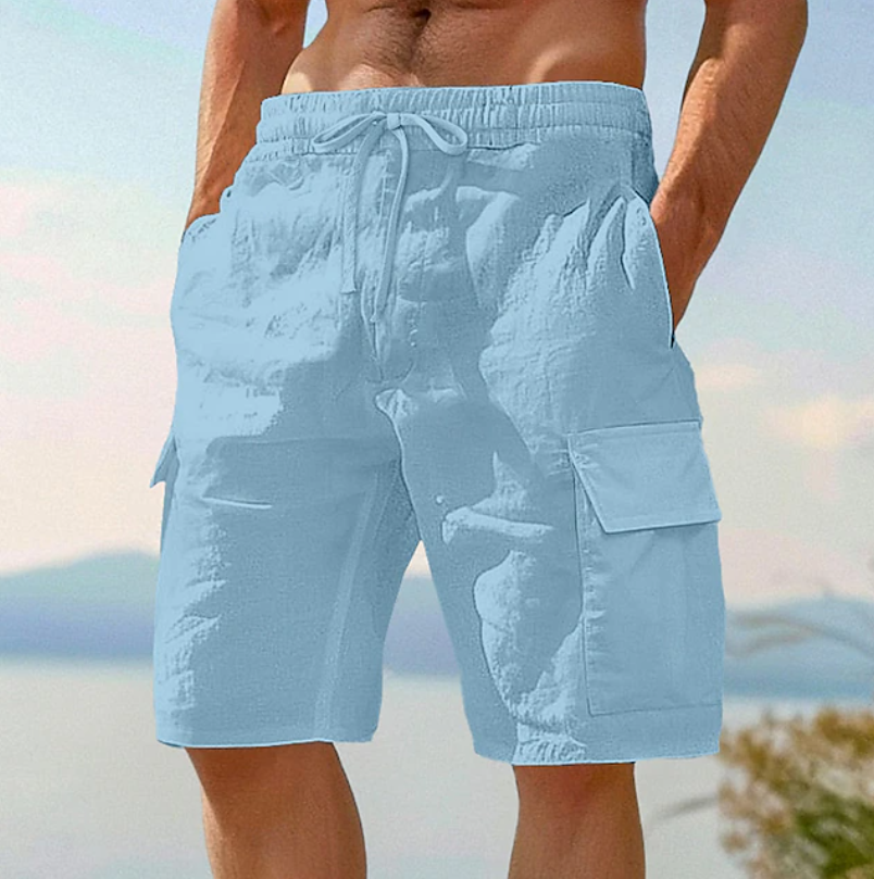 Men's Drawstring Utility Cargo Shorts With Flap Pockets