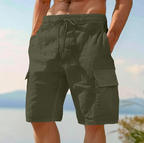 Men's Drawstring Utility Cargo Shorts With Flap Pockets