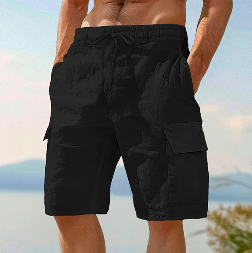 Men's Drawstring Utility Cargo Shorts With Flap Pockets