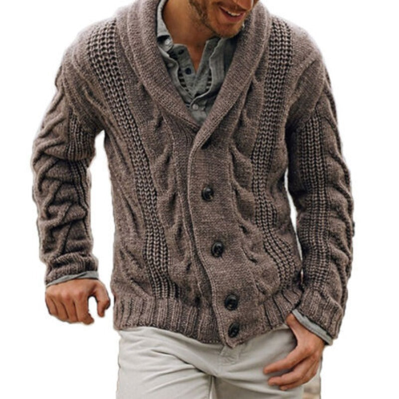Men's Knitted Wool Cardigan Warm Comfortable Button Up Classic