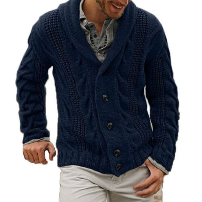 Men's Knitted Wool Cardigan Warm Comfortable Button Up Classic