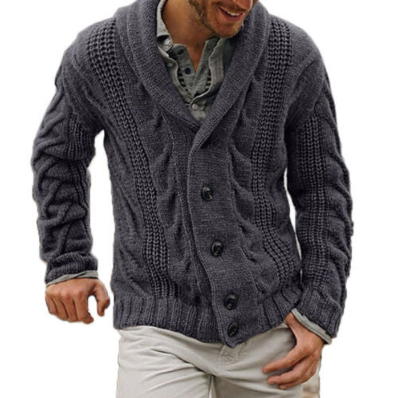 Men's Knitted Wool Cardigan Warm Comfortable Button Up Classic