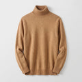 Men's Smart-Casual Turtleneck Sweater with Structured Fit - Brown