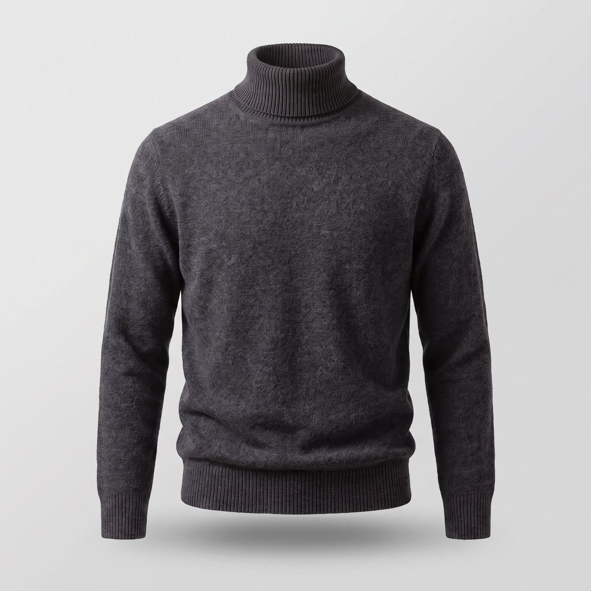 Men's Smart-Casual Turtleneck Sweater with Structured Fit - Black