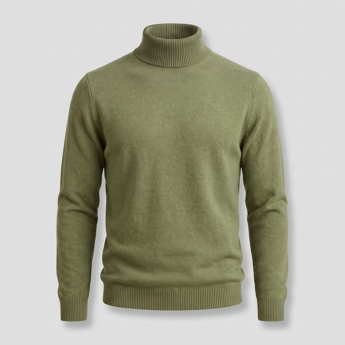 Men's Smart-Casual Turtleneck Sweater with Structured Fit - Green
