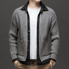 Men's Knitted Collared Cardigan Button Up Layer for Autumn