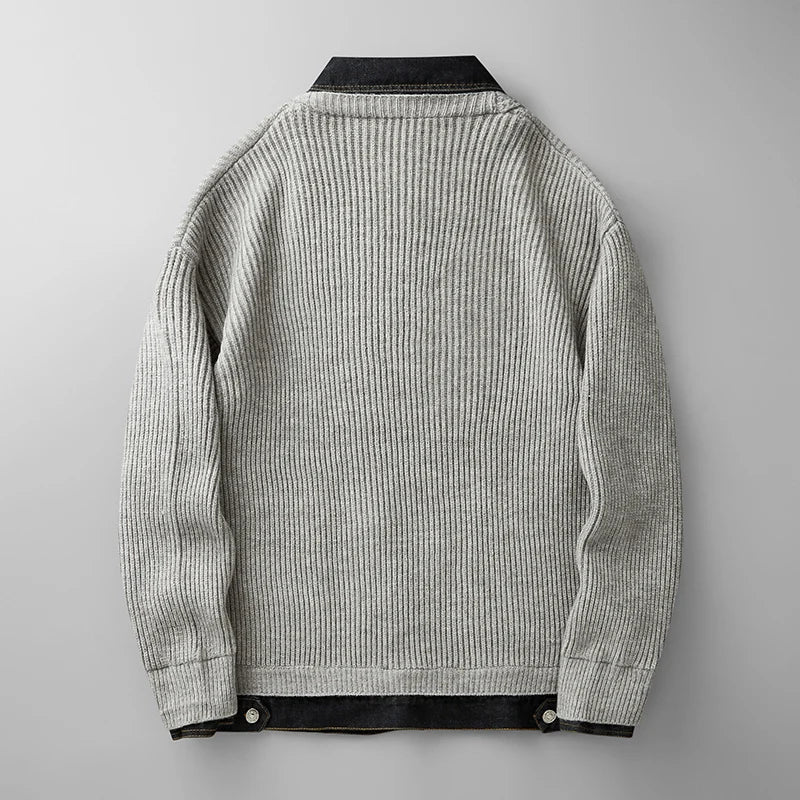 Men's Button Front Knit Cardigan Collared Winter Layer