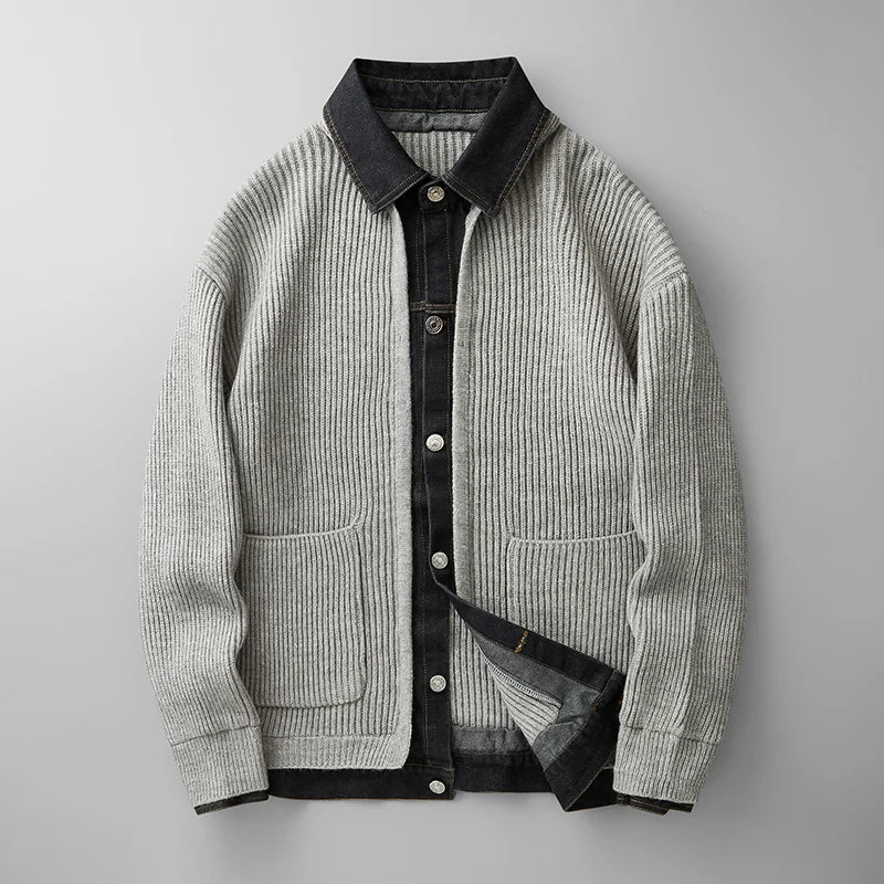 Men's Knitted Collared Cardigan Button Up Layer for Autumn