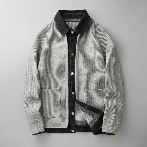 Men's Button Front Knit Cardigan Collared Winter Layer