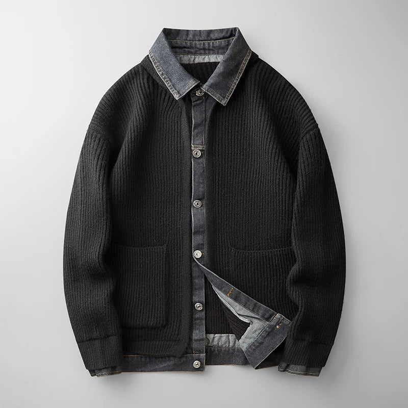 Men's Button Front Knit Cardigan Collared Winter Layer