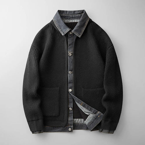 Men's Button Front Knit Cardigan Collared Winter Layer