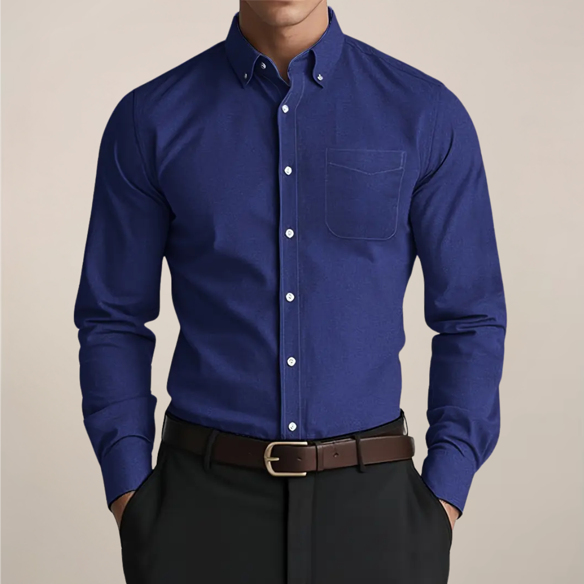 Men's Slim Fit Button Down Collar Shirt Long Sleeve