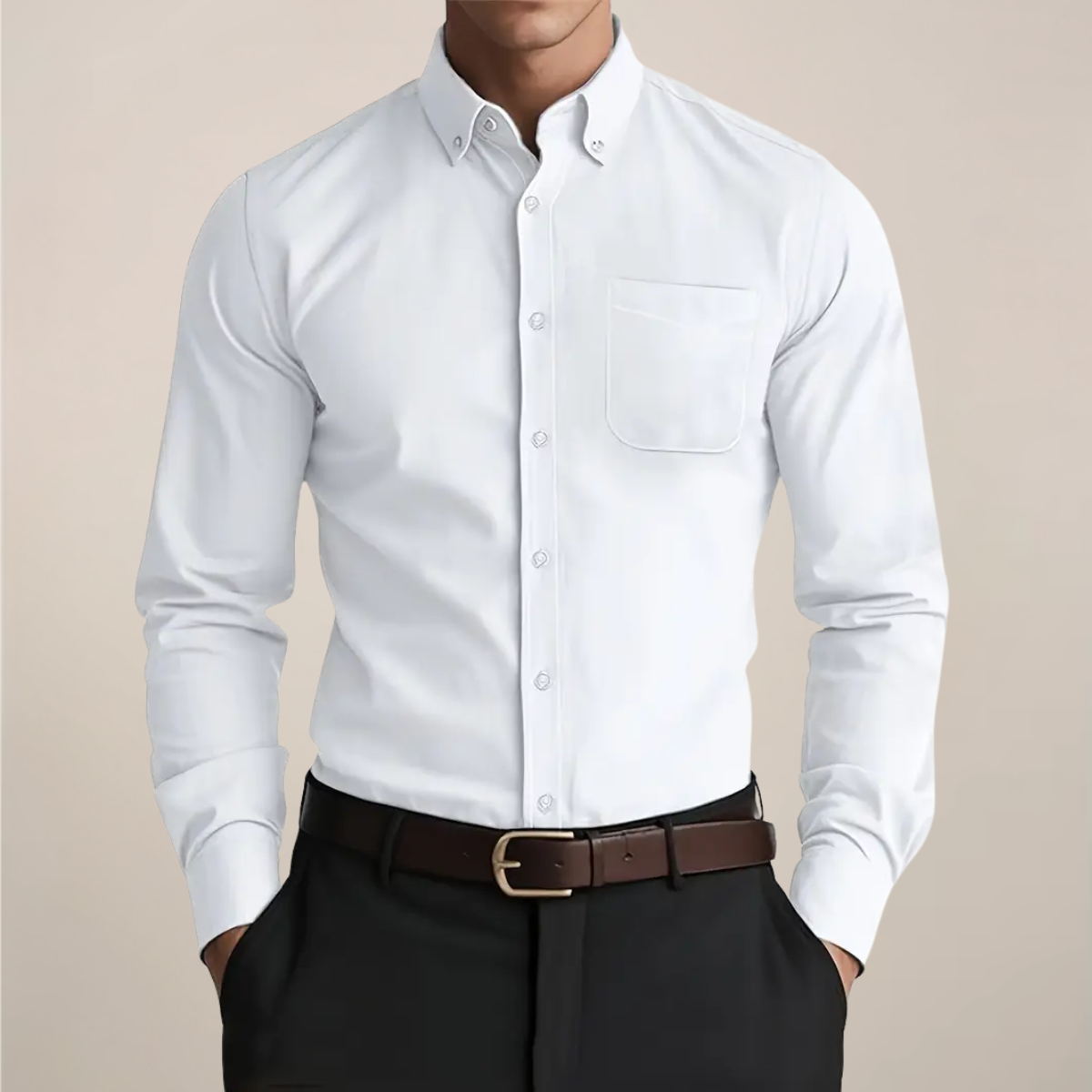 Men's Slim Fit Button Down Collar Shirt Long Sleeve