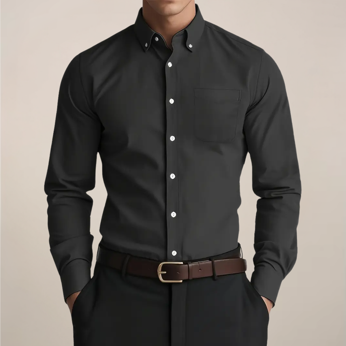 Men's Slim Fit Button Down Collar Shirt Long Sleeve
