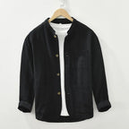 Men's Stand Collar Overshirt Relaxed Button Front Summer Jacket