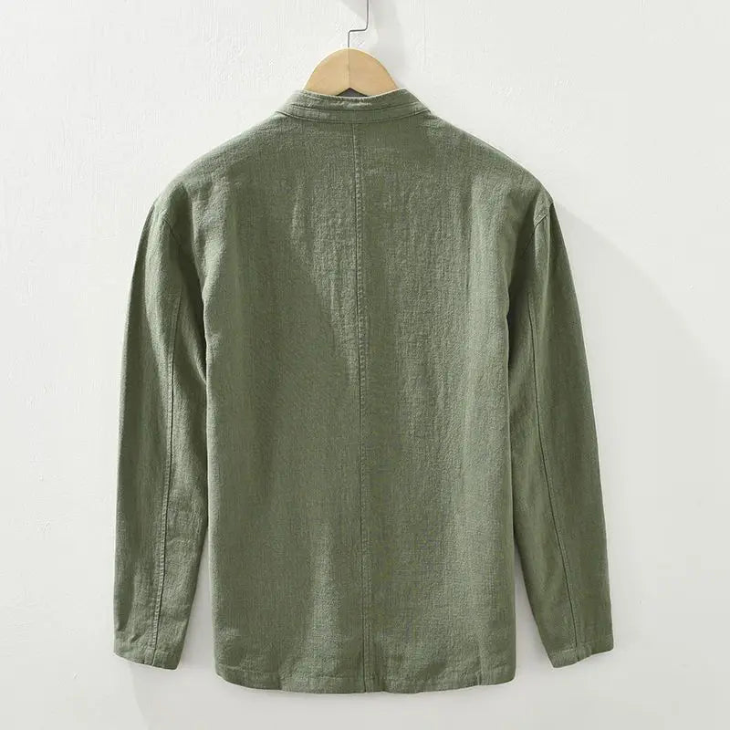 Men's Stand Collar Overshirt Relaxed Button Front Summer Jacket