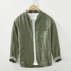 Men's Stand Collar Overshirt Relaxed Button Front Summer Jacket