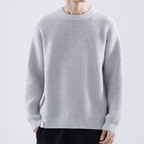 Men's Textured Winter Sweater Easy Fit Crew Neck Knit