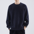 Men's Textured Winter Sweater Easy Fit Crew Neck Knit