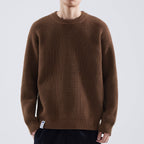 Men's Textured Winter Sweater Easy Fit Crew Neck Knit