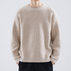 Men's Textured Winter Sweater Easy Fit Crew Neck Knit