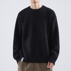 Men's Textured Winter Sweater Easy Fit Crew Neck Knit