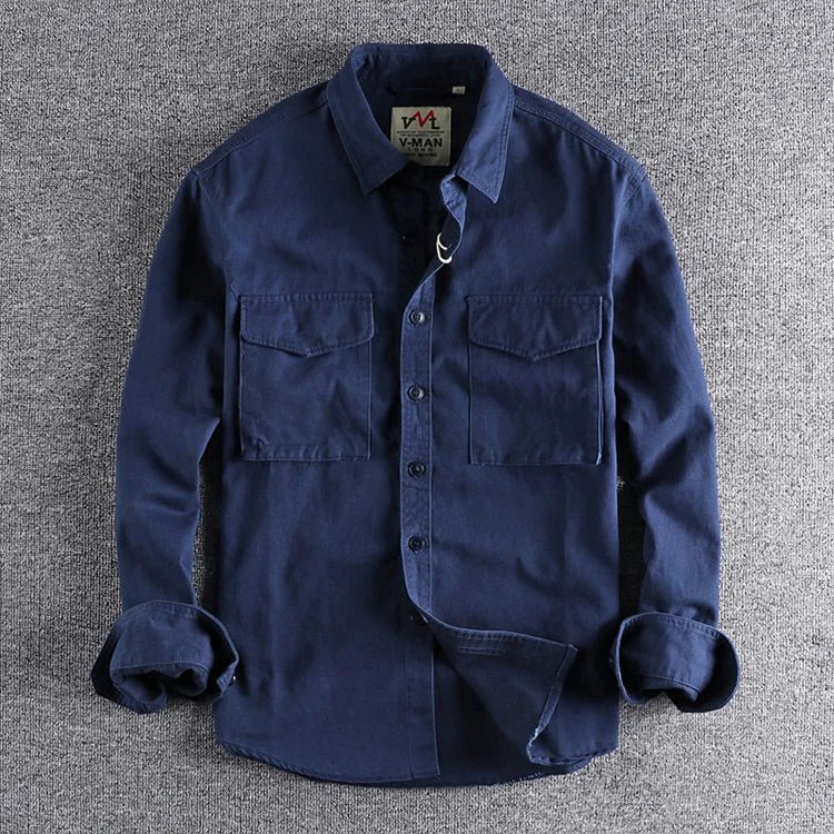 Men's Utility Overshirt Double Pocket Button Up Layer
