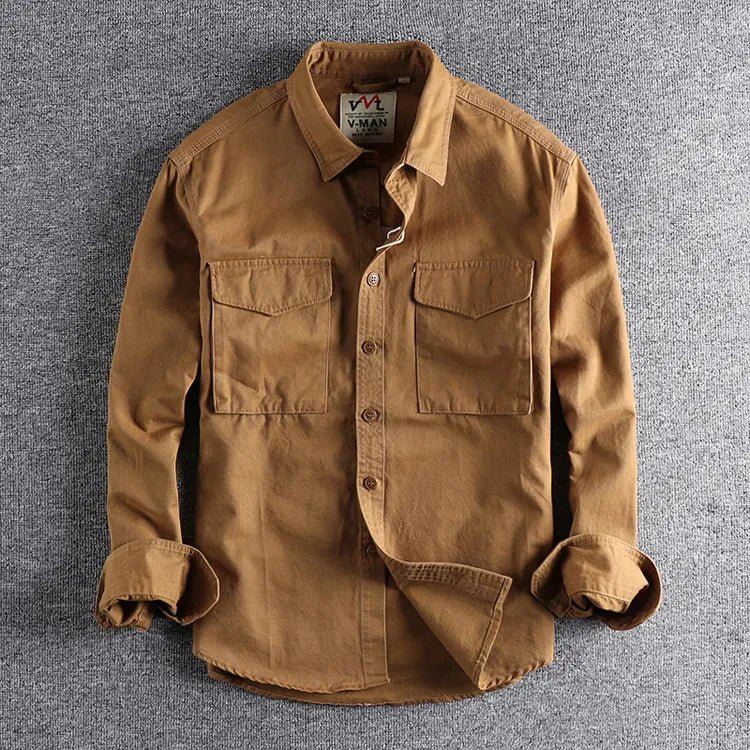 Men's Utility Overshirt Double Pocket Button Up Layer