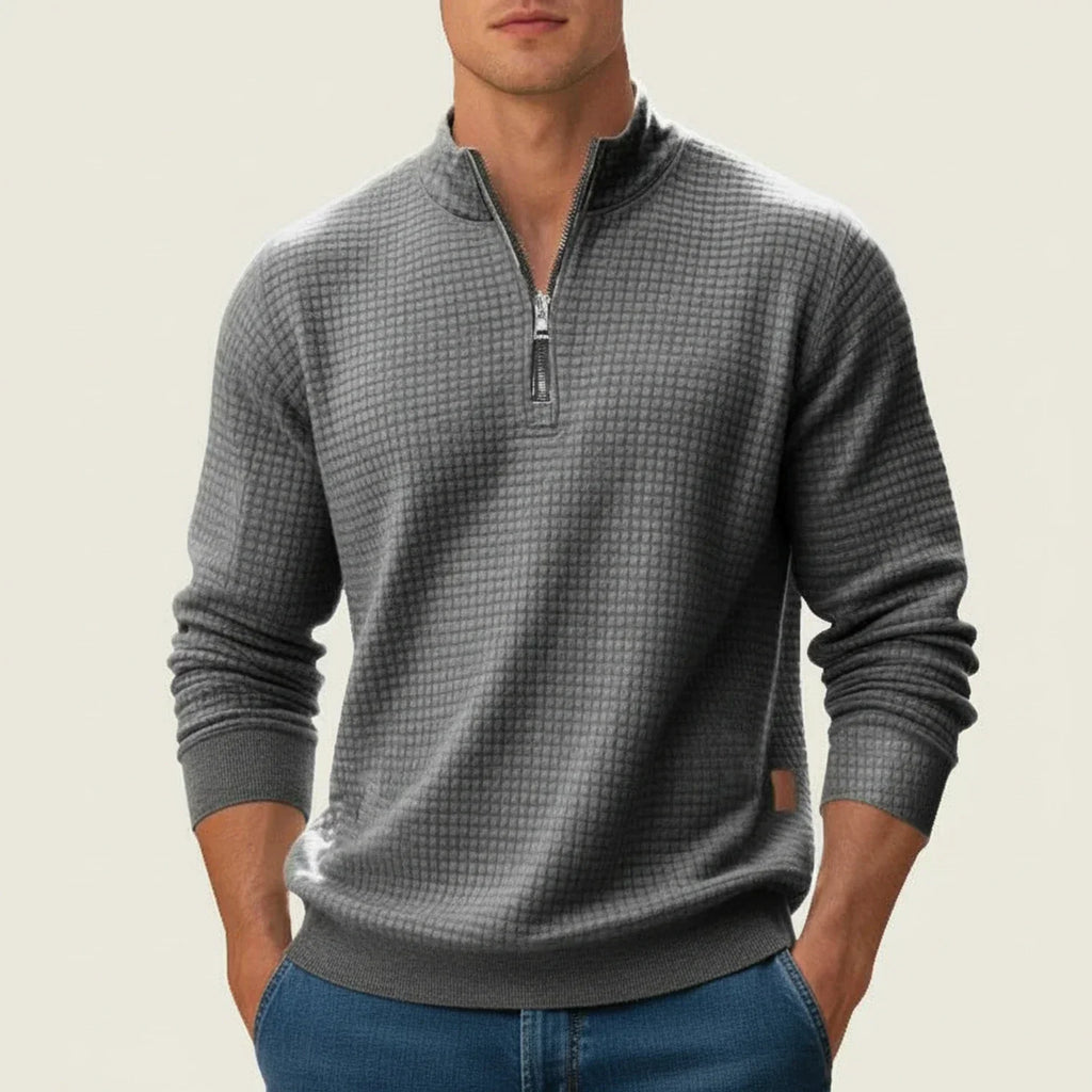 Men's Textured Quarter Zip Sweater Smart Casual Layer