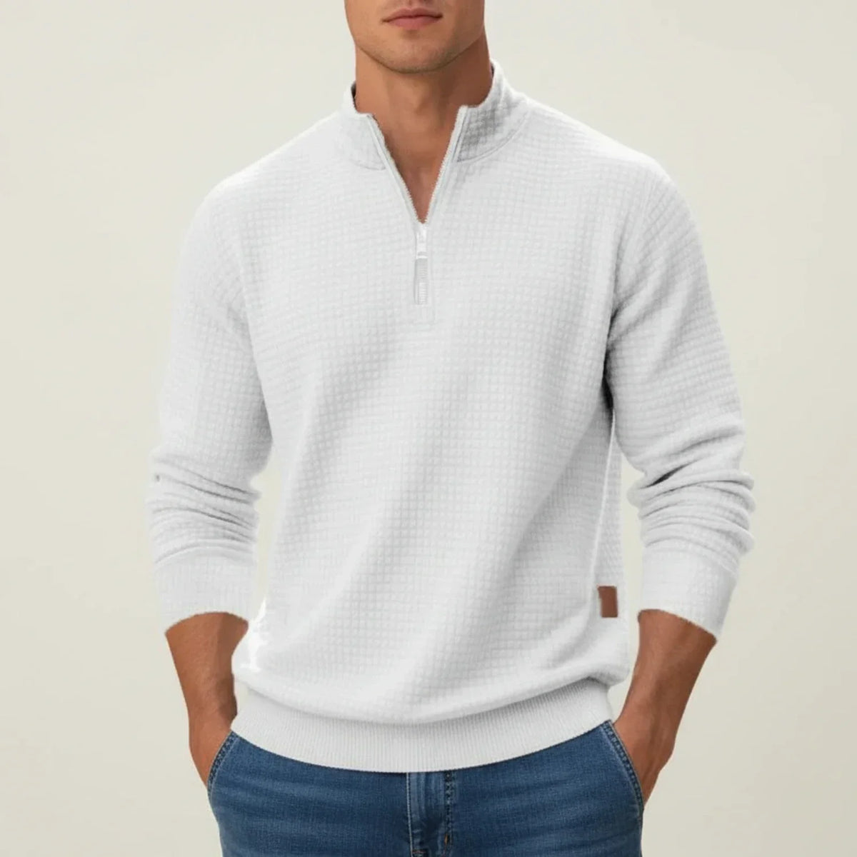 Men's Textured Quarter Zip Sweater Smart Casual Layer