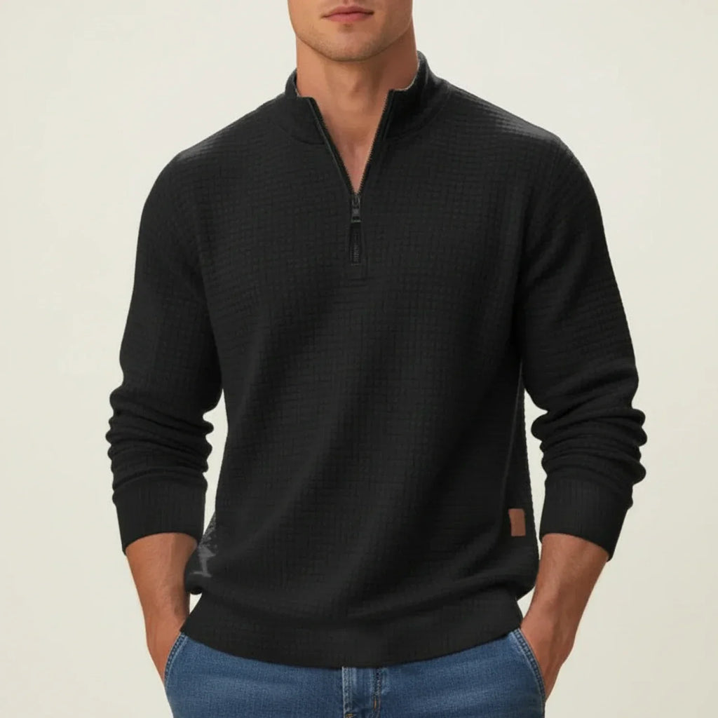 Men's Textured Quarter Zip Sweater Smart Casual Layer