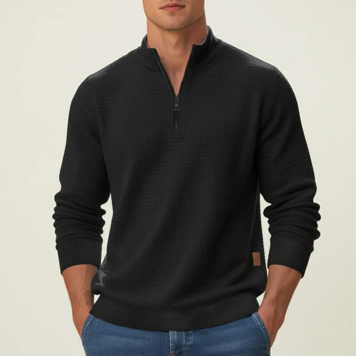Men's Textured Quarter Zip Sweater Smart Casual Layer