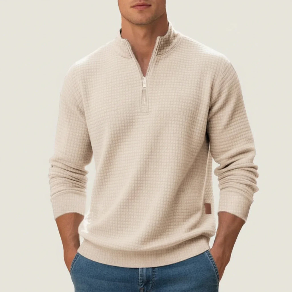 Men's Textured Quarter Zip Sweater Smart Casual Layer