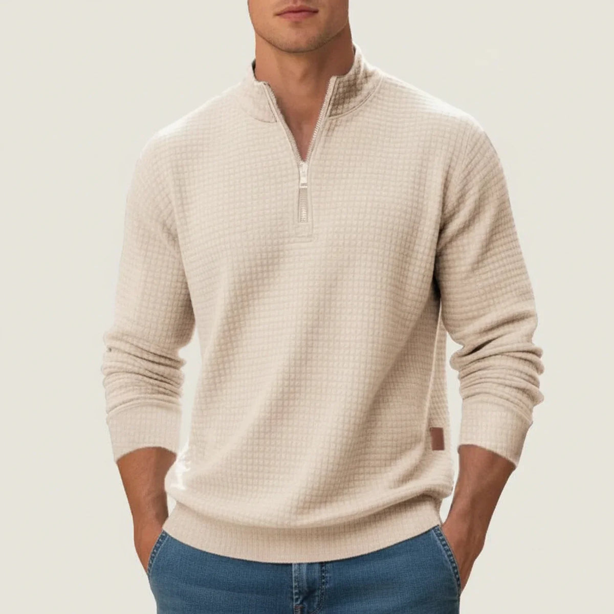 Men's Textured Quarter Zip Sweater Smart Casual Layer