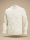 Men's Breathable Knit Mock Neck Sweater - Ecru