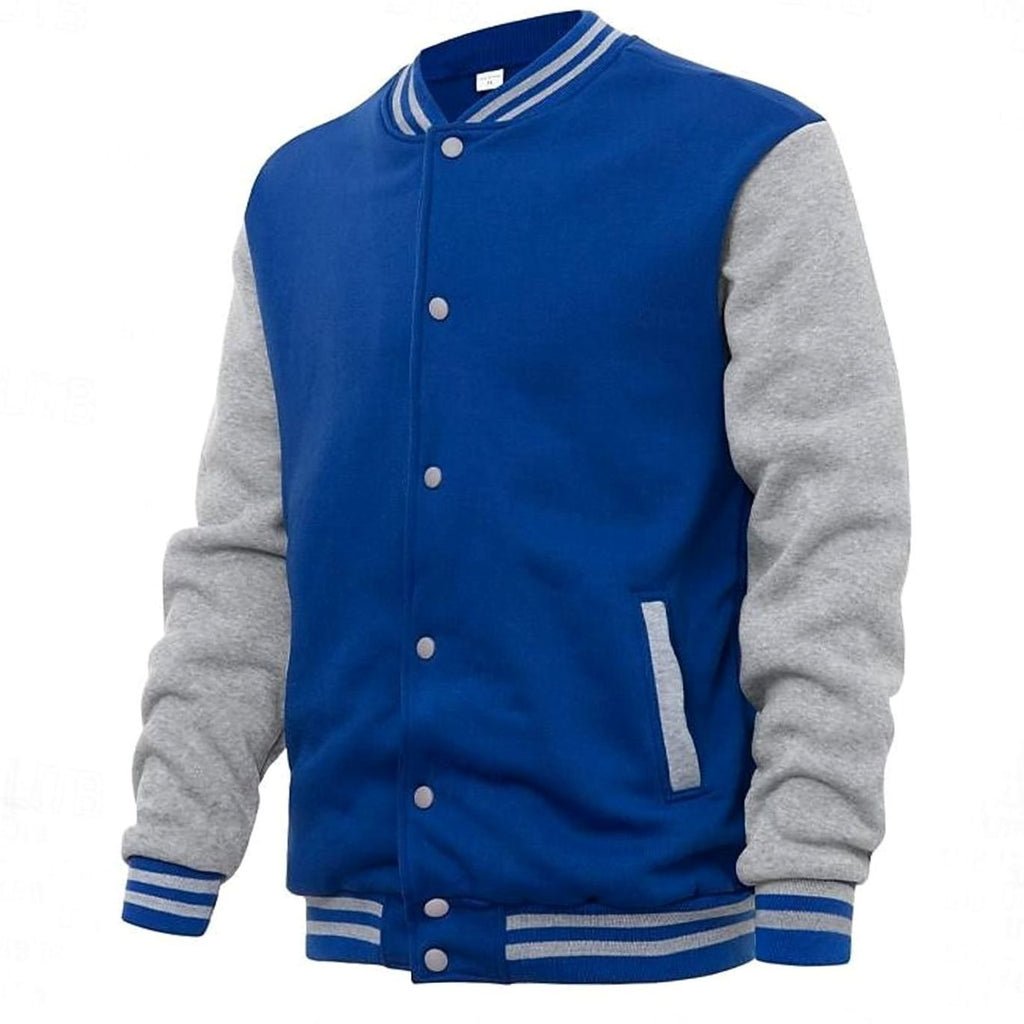 Men's Letterman Bomber with Ribbed Trims and Side Pockets