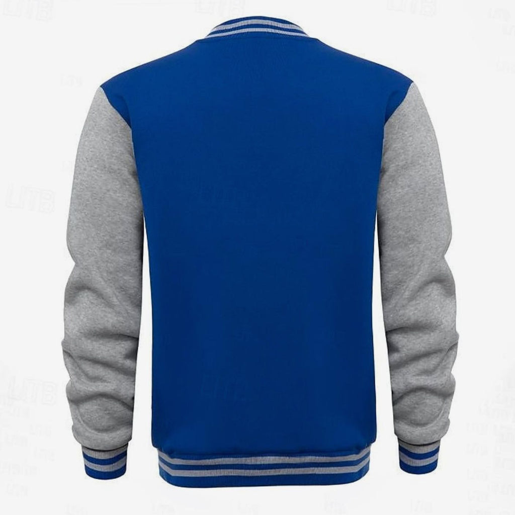 Men's Letterman Bomber with Ribbed Trims and Side Pockets