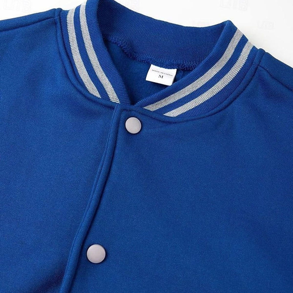 Men's Letterman Bomber with Ribbed Trims and Side Pockets