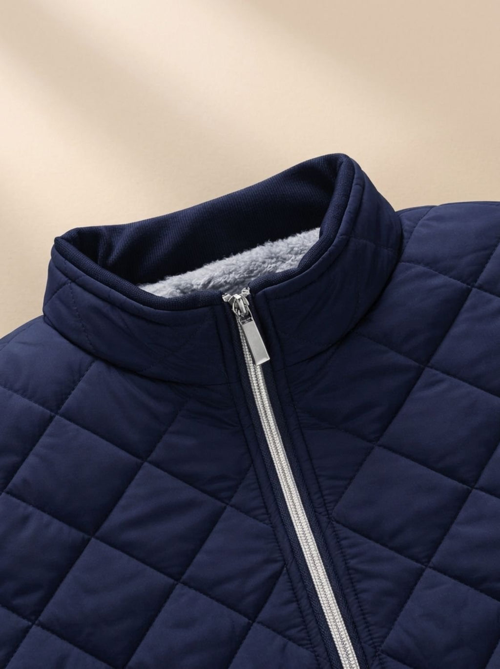 Men's Brushed Fleece Lined Quilted Winter Jacket with Stand Collar
