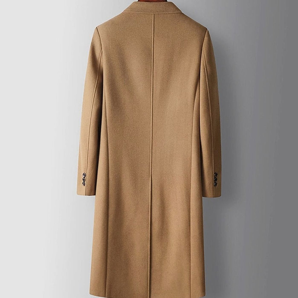 Men's Peak Lapel Knee-Length Double-Breasted Wool Coat