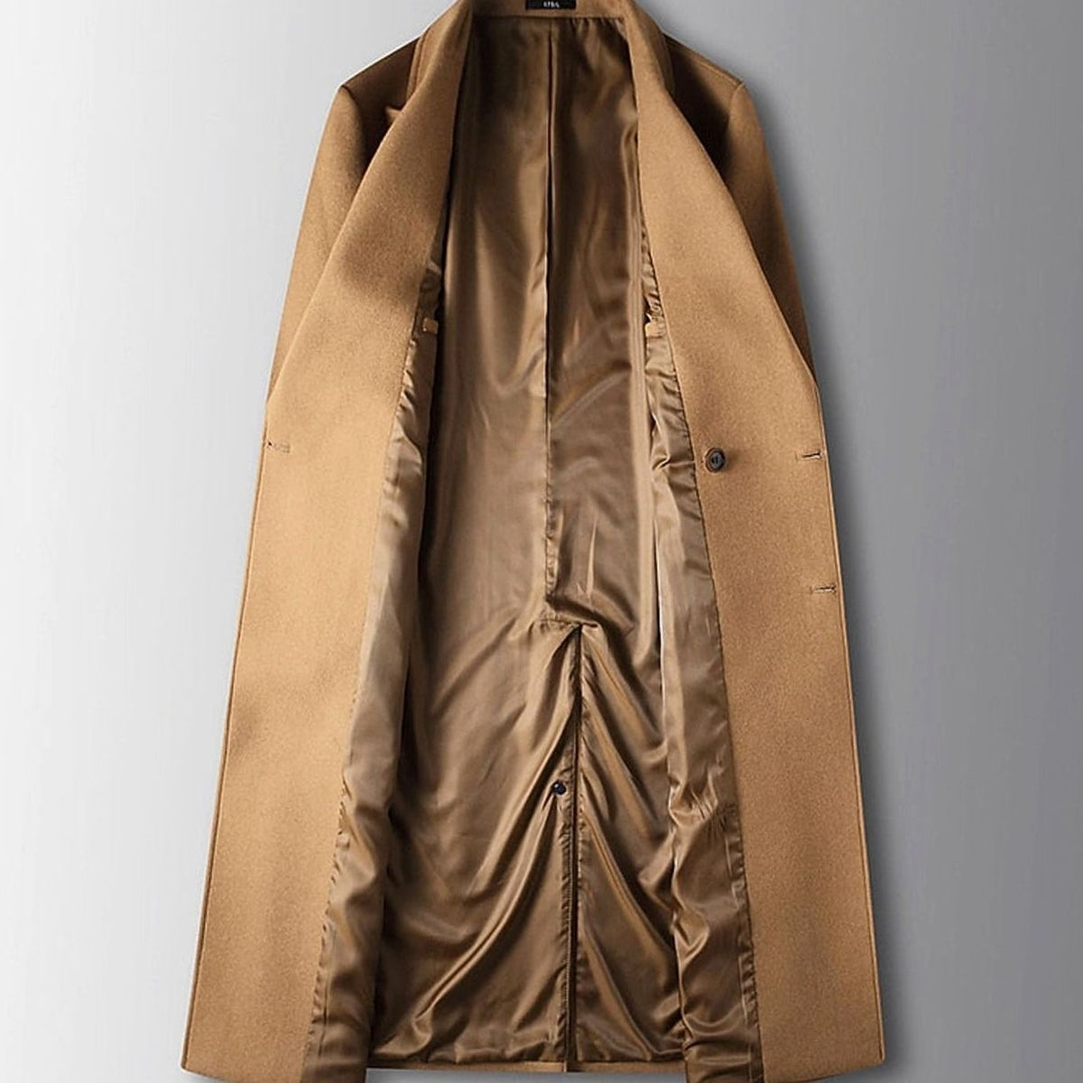 Men's Peak Lapel Knee-Length Double-Breasted Wool Coat