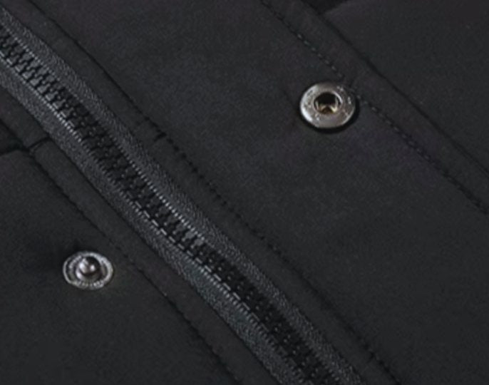 Men's Quilted Winter Jacket With Snap Placket and Fleece Lining