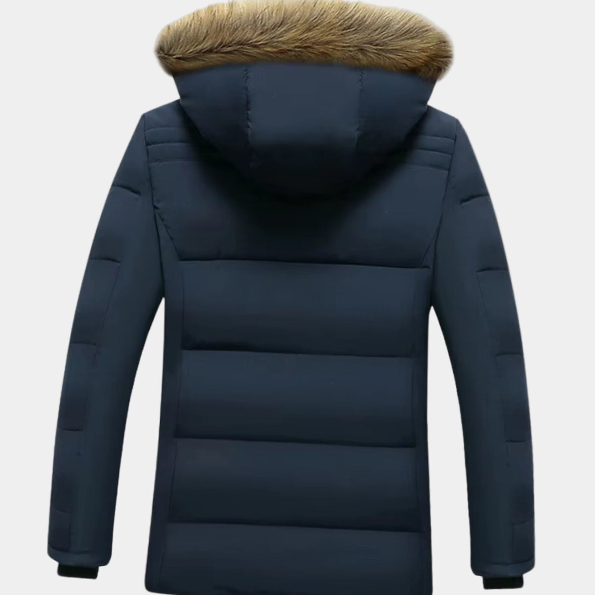 Men's Quilted Winter Jacket With Snap Placket and Fleece Lining