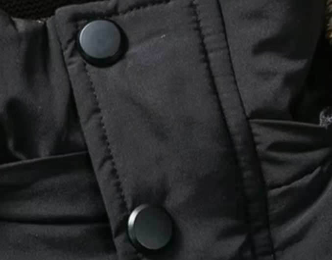 Men's Quilted Winter Jacket With Snap Placket and Fleece Lining