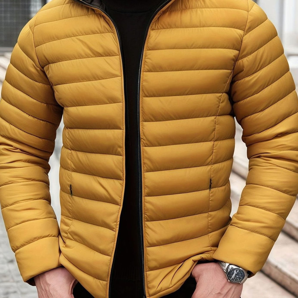 Men's Packable Channel-Quilted Zip Puffer Jacket - Yellow