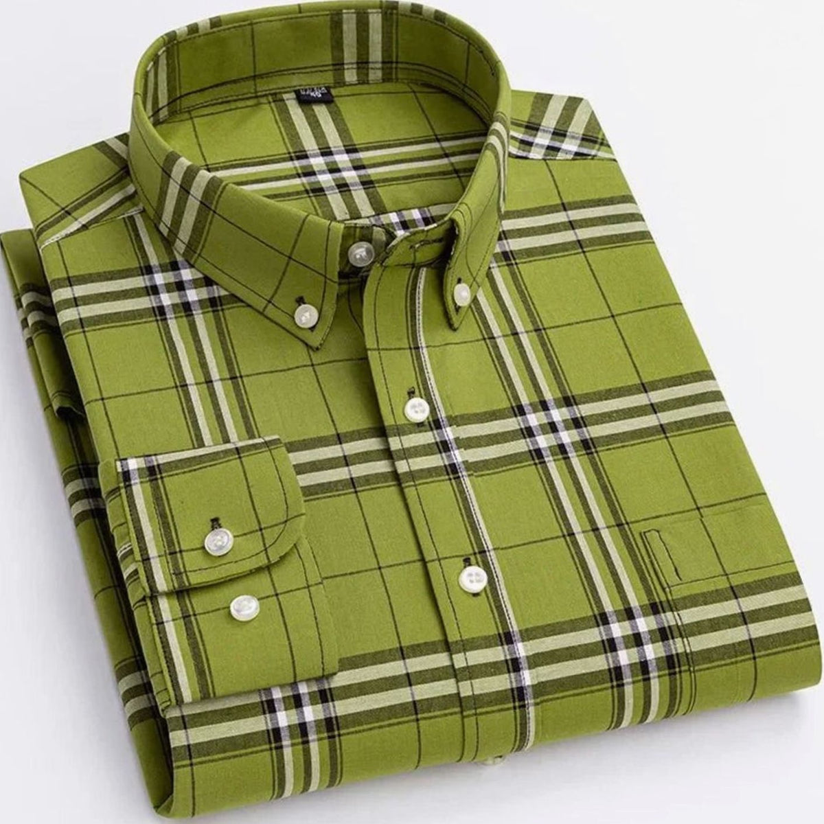 Men's Regular-Fit Long-Sleeve Plaid Button-Down Shirt - Green