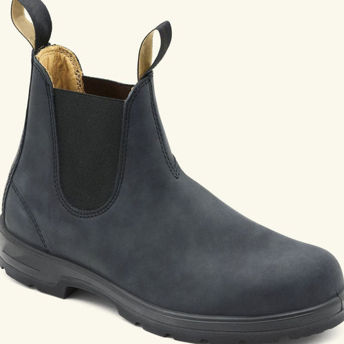 Men's Elastic Gusset Slip-On Boots in Premium Leather - Gray