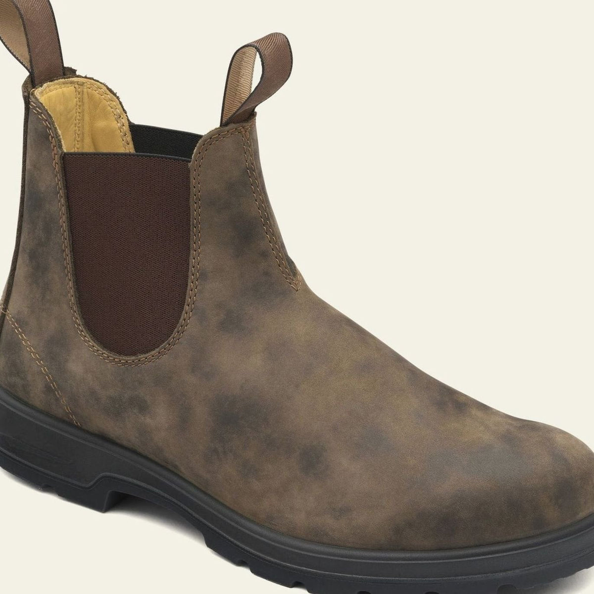 Men's Elastic Gusset Slip-On Boots in Premium Leather - Brown